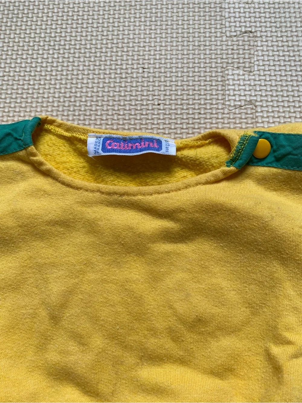 Vintage Catimini Yellow Two-Piece Baby Outfit with Teal Trim Size 2T